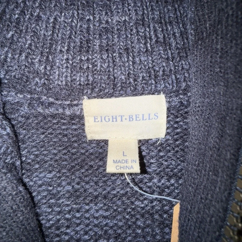 Eight Bell Men's Knitted Quarter Zip Up Pullover Sweater in Navy Blue‎ NWT Dad